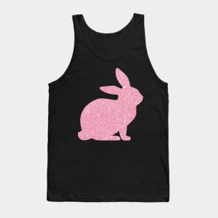 Light Pink Faux Glitter Easter Bunny Tank Top